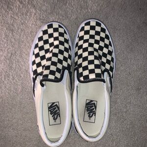 Worn once brand new slip on checkered vans